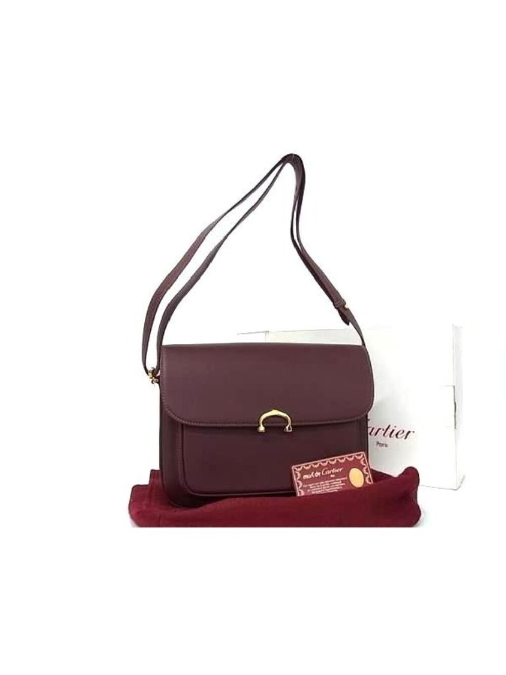 Cartier Must Line Leather Shoulder Bag Bordeaux